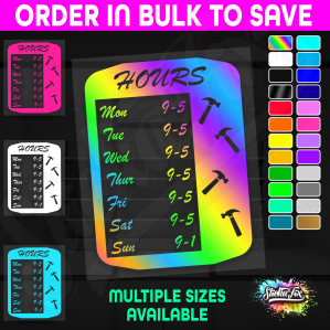 Shop Custom Business Hours Trading Opening Times Vinyl Decal Sticker