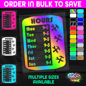 Shop Custom Business Hours Trading Opening Times Vinyl Decal Sticker