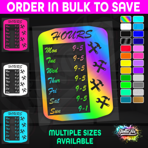 Shop Custom Business Hours Trading Opening Times Vinyl Decal Sticker
