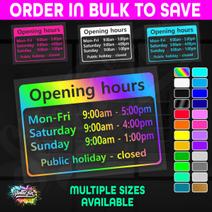 Shop Custom Business Hours Trading Opening Times Vinyl Decal Sticker