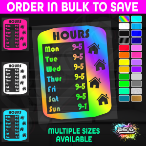 Shop Custom Business Hours Trading Opening Times Vinyl Decal Sticker