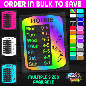 Shop Custom Business Hours Trading Opening Times Vinyl Decal Sticker