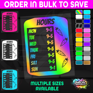 Shop Custom Business Hours Trading Opening Times Vinyl Decal Sticker