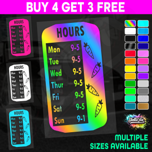 Shop Custom Business Hours Trading Opening Times Vinyl Decal Sticker