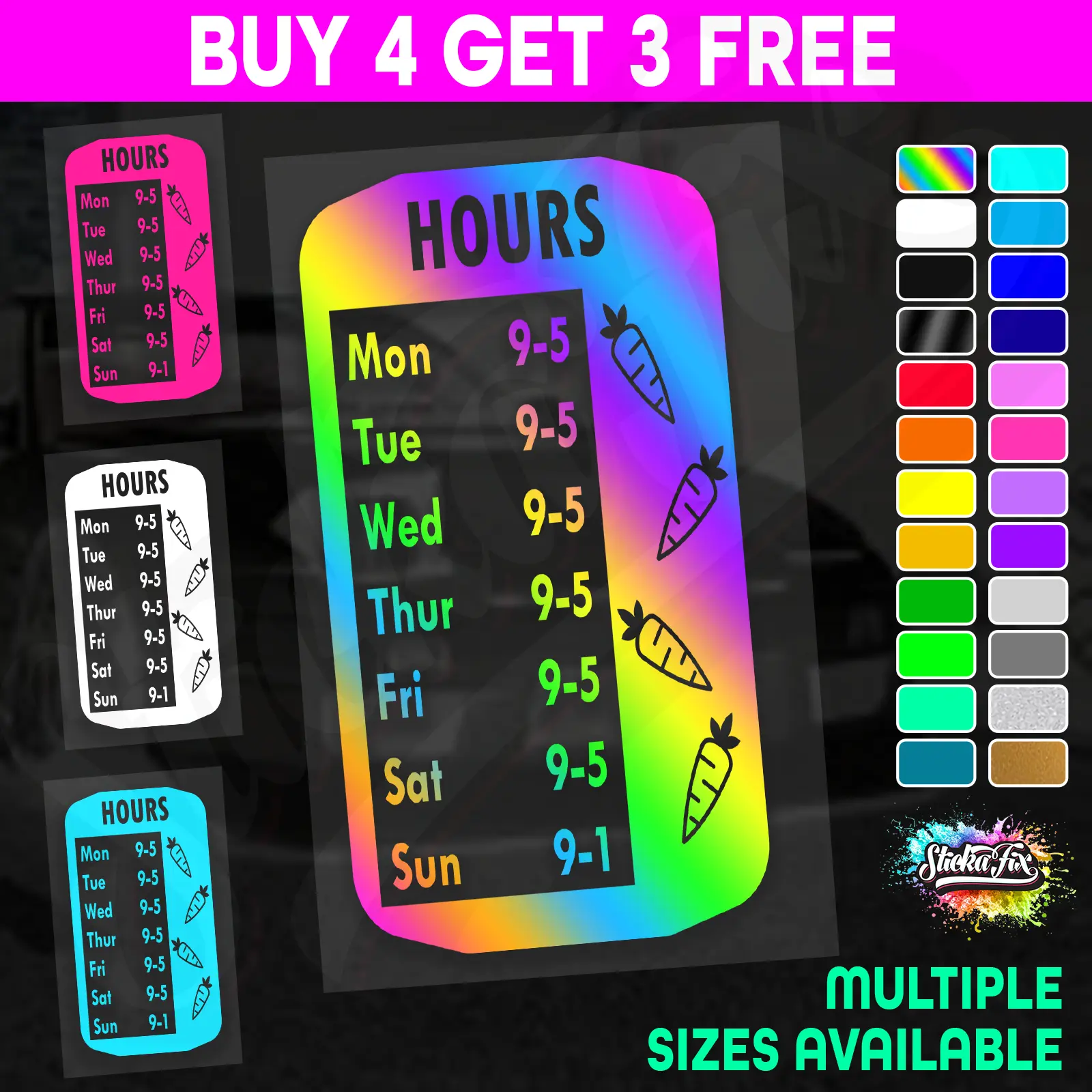 Shop Custom Business Hours Trading Opening Times Vinyl Decal Sticker
