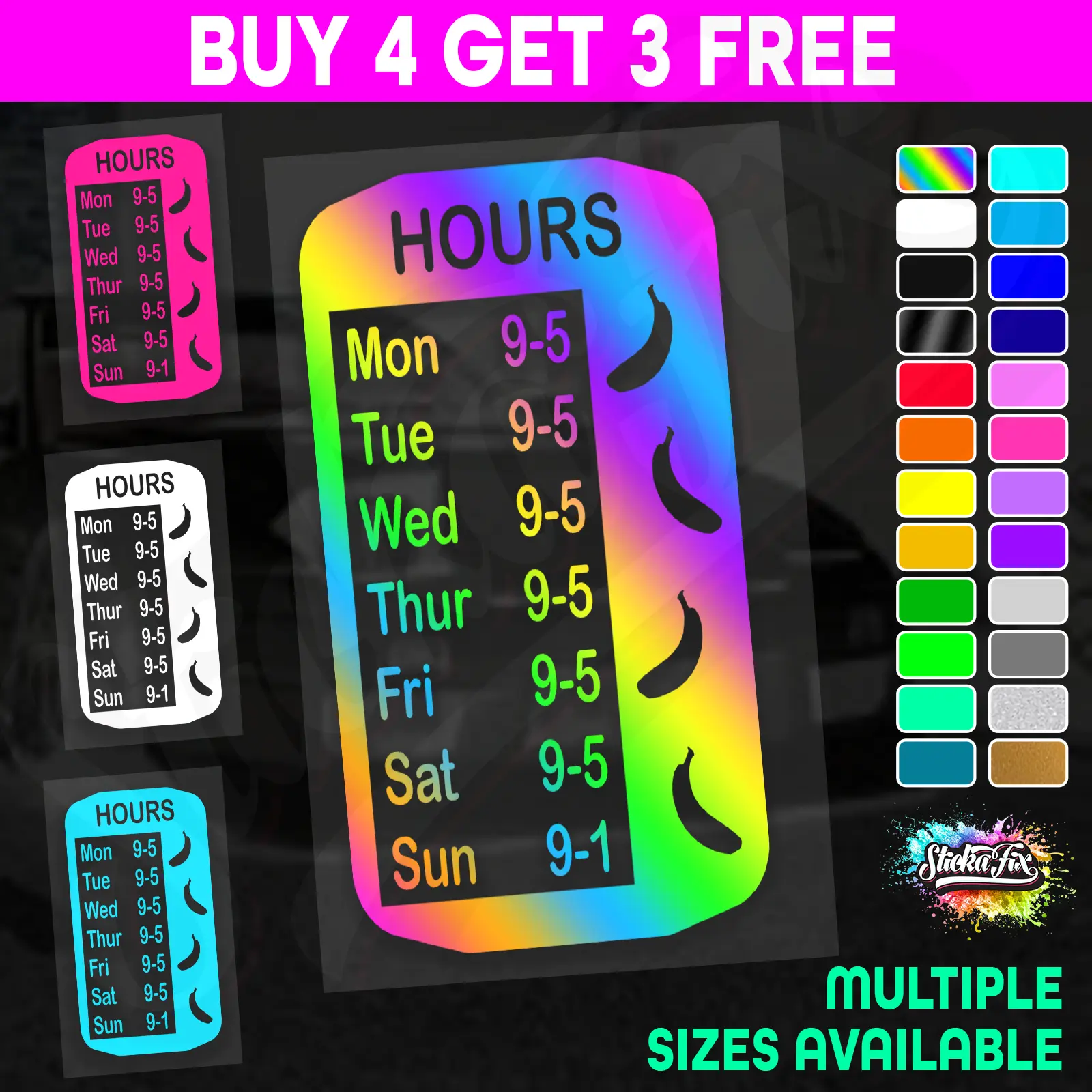 Shop Custom Business Hours Trading Opening Times Vinyl Decal Sticker