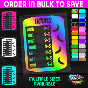 Shop Custom Business Hours Trading Opening Times Vinyl Decal Sticker