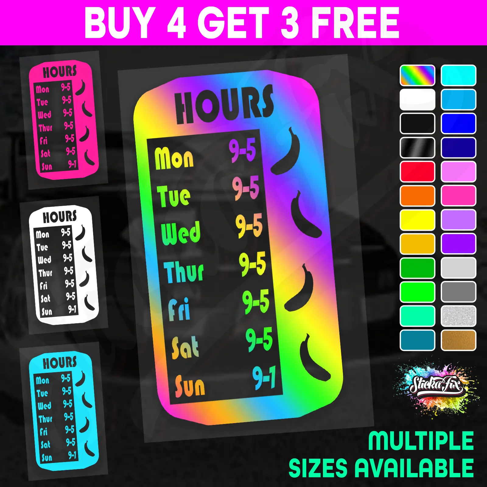 Shop Custom Business Hours Trading Opening Times Vinyl Decal Sticker
