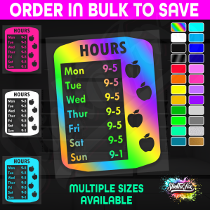 Shop Custom Business Hours Trading Opening Times Vinyl Decal Sticker