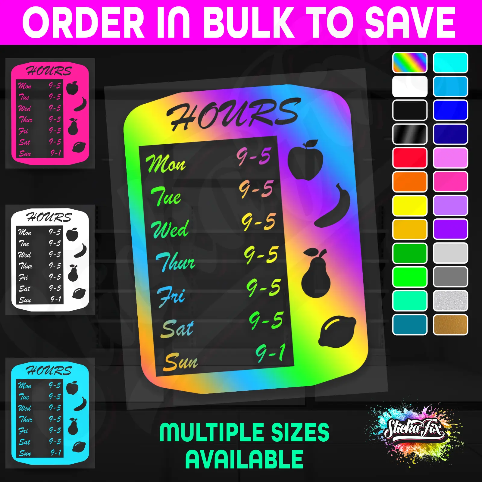 Shop Custom Business Hours Trading Opening Times Vinyl Decal Sticker