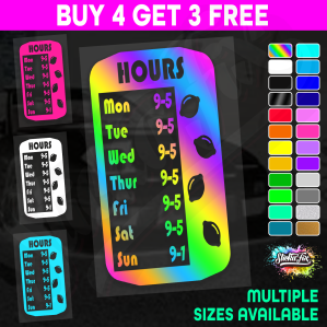 Shop Custom Business Hours Trading Opening Times Vinyl Decal Sticker