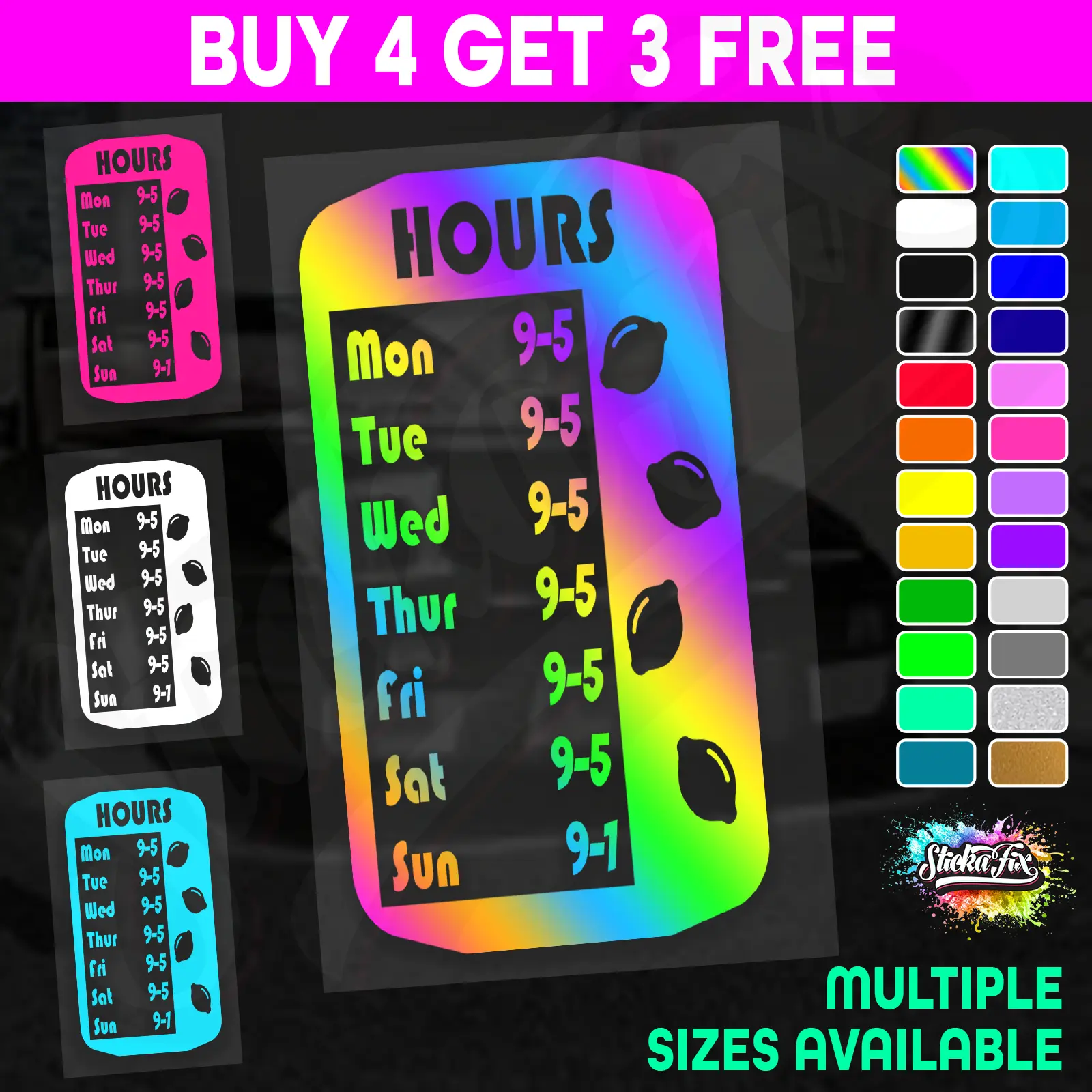 Shop Custom Business Hours Trading Opening Times Vinyl Decal Sticker