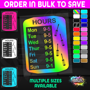 Shop Custom Business Hours Trading Opening Times Vinyl Decal Sticker