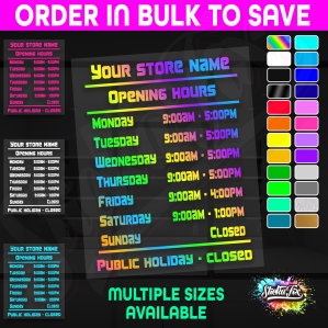 Shop Custom Business Hours Trading Opening Times Vinyl Decal Sticker