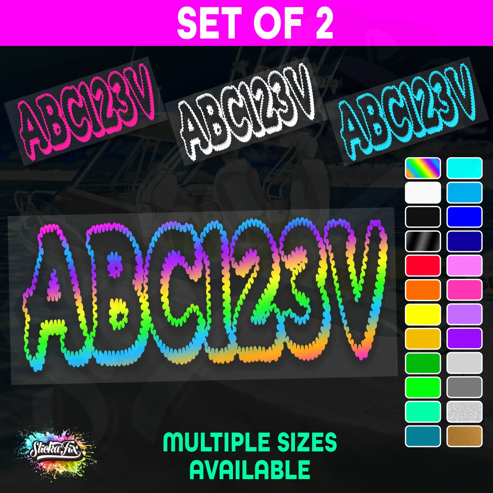2x Boat Rego Sticker Decals Set 150mm High Vinyl Registration 200mm 250mm 300mm