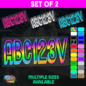 2x Boat Rego Sticker Decals Set 150mm High Vinyl Registration 200mm 250mm 300mm