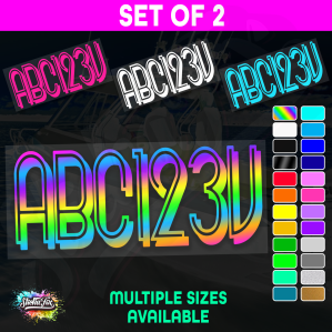 2x Boat Rego Sticker Decals Set 150mm High Vinyl Registration 200mm 250mm 300mm