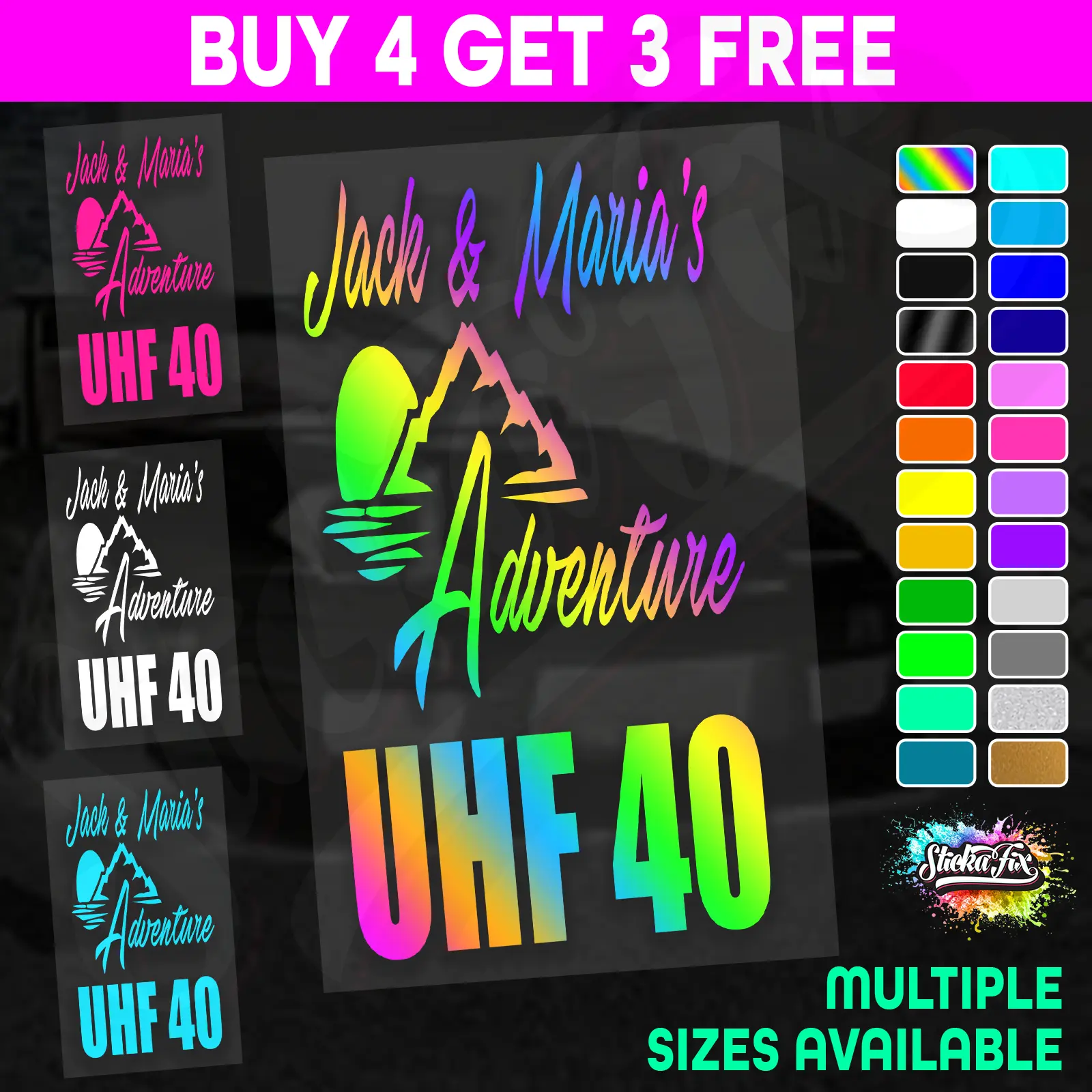 UHF 40 Sticker Your Names & Channel Number Radio Decal Caravan 4x4 4wd motorhome