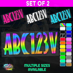 2x Boat Rego Sticker Decals Set 150mm High Vinyl Registration 200mm 250mm 300mm