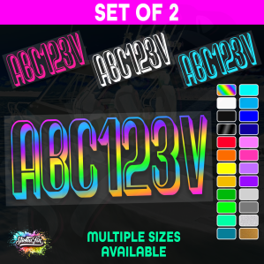2x Boat Rego Sticker Decals Set 150mm High Vinyl Registration 200mm 250mm 300mm