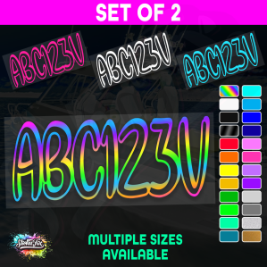 2x Boat Rego Sticker Decals Set 150mm High Vinyl Registration 200mm 250mm 300mm