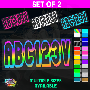 2x Jetski Rego Sticker Decals Set 100mm High Vinyl Registration 125mm 150mm