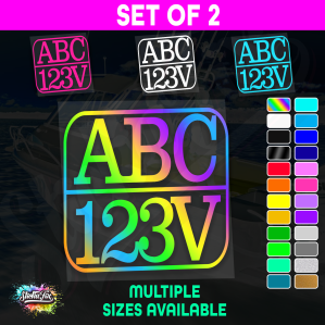 2x Rectangle Custom Boat Rego Sticker Decals Set Vinyl Registration