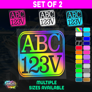 2x Rectangle Custom Boat Rego Sticker Decals Set Vinyl Registration