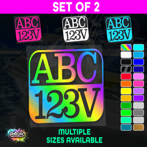 2x Rectangle Custom Boat Rego Sticker Decals Set Vinyl Registration