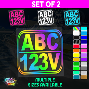 2x Rectangle Custom Boat Rego Sticker Decals Set Vinyl Registration