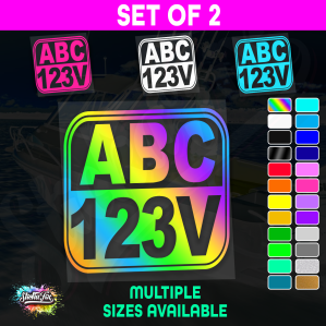 2x Rectangle Custom Boat Rego Sticker Decals Set Vinyl Registration