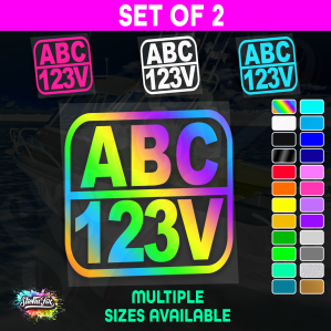 2x Rectangle Custom Boat Rego Sticker Decals Set Vinyl Registration