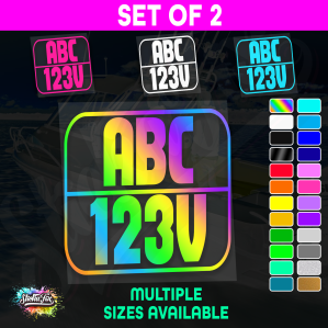 2x Rectangle Custom Boat Rego Sticker Decals Set Vinyl Registration