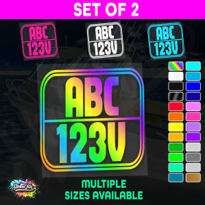 2x Rectangle Custom Boat Rego Sticker Decals Set Vinyl Registration