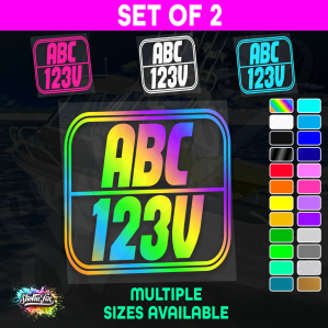 2x Rectangle Custom Boat Rego Sticker Decals Set Vinyl Registration