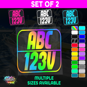 2x Rectangle Custom Boat Rego Sticker Decals Set Vinyl Registration