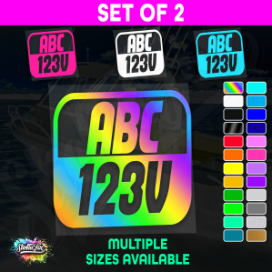 2x Rectangle Custom Boat Rego Sticker Decals Set Vinyl Registration
