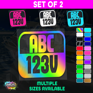 2x Rectangle Custom Boat Rego Sticker Decals Set Vinyl Registration