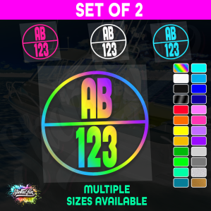 2x Round Custom Boat Rego Sticker Decals Set Vinyl Registration