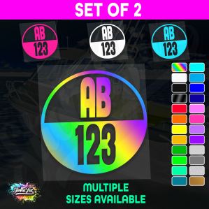 2x Round Custom Boat Rego Sticker Decals Set Vinyl Registration - Image 1