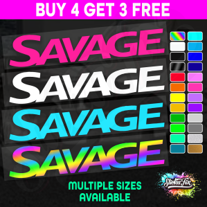 2x SAVAGE Boat Sticker to suit Trailer Dingy Vinyl Decal for Fishing