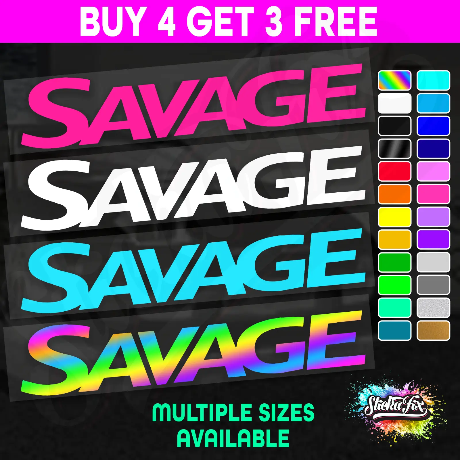 2x SAVAGE Boat Sticker to suit Trailer Dingy Vinyl Decal for Fishing