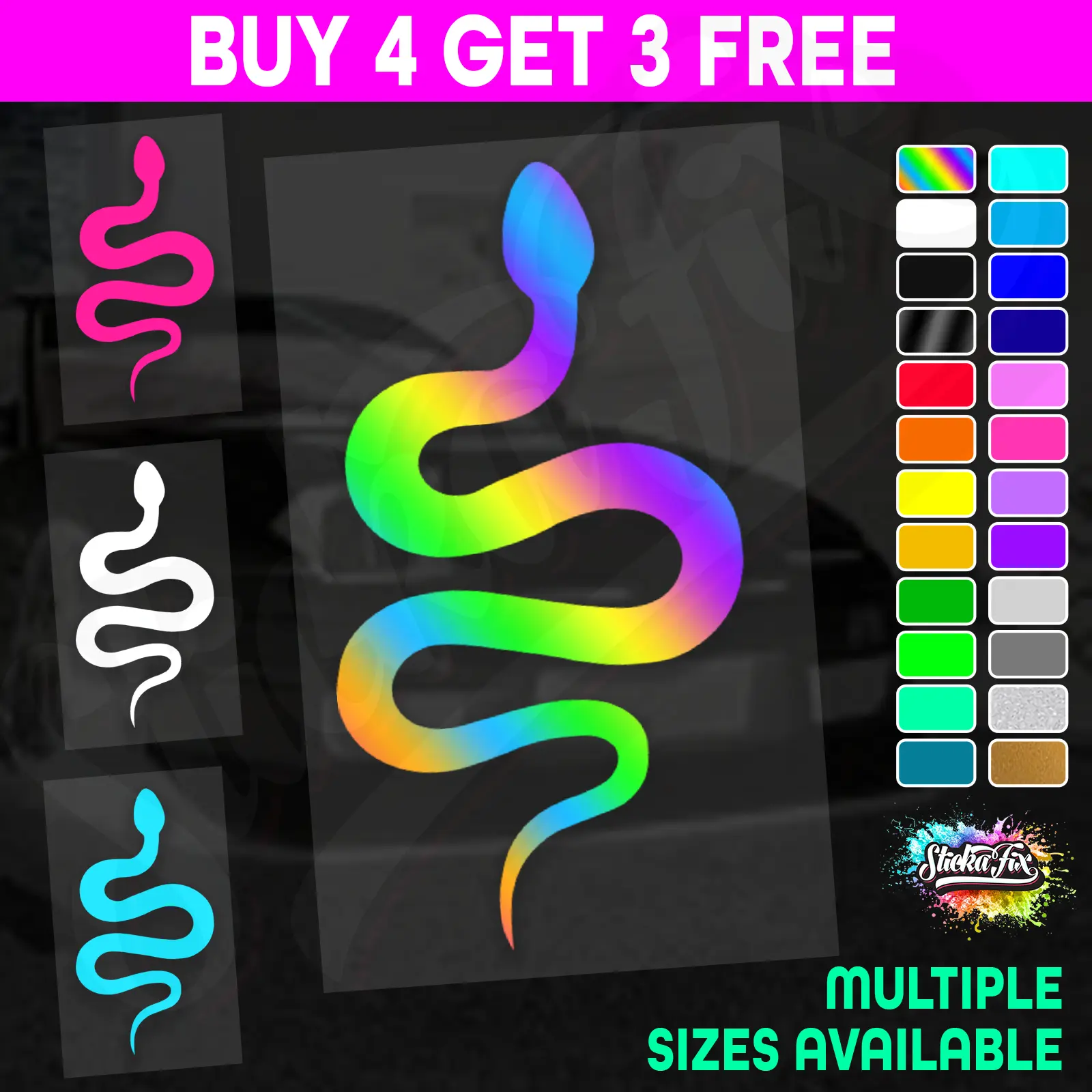 Snake 4X4 car vinyl STICKER funny DECAL Animal WATERPROOF Pet Cute DURABLE