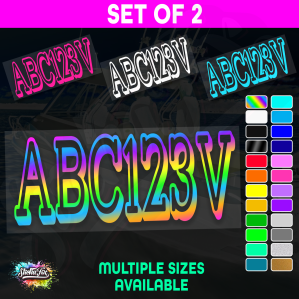2x Boat Rego Sticker Decals Set 150mm High Vinyl Registration 200mm 250mm 300mm