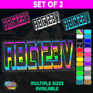 2x Boat Rego Sticker Decals Set 150mm High Vinyl Registration 200mm 250mm 300mm