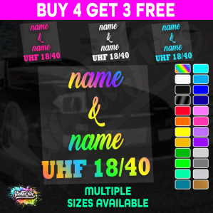 UHF 40 Sticker Your Names & Channel Number Radio Decal Caravan 4x4 4wd motorhome