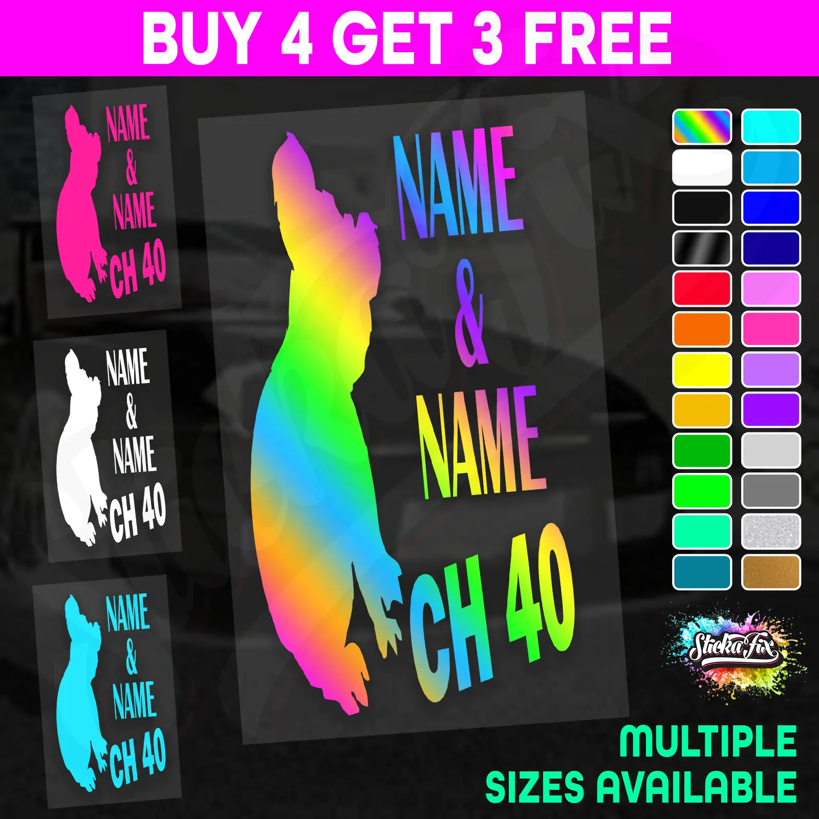 UHF 40 Sticker Your Names & Channel Number Radio Decal Caravan 4x4 4wd motorhome