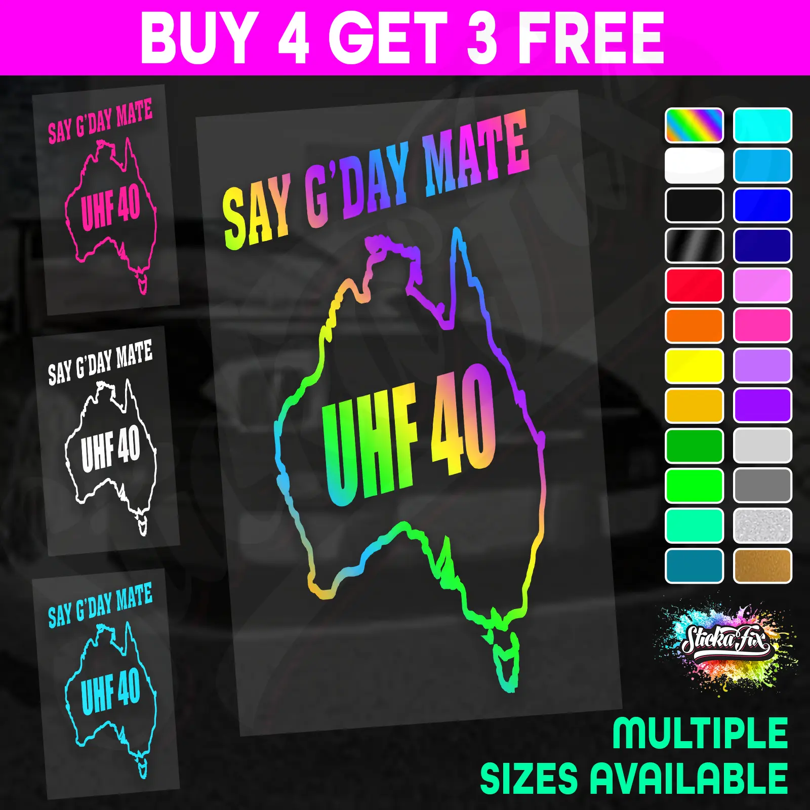 UHF 40 Sticker Your Channel Number Radio Decal Caravan 4x4 4wd motorhome
