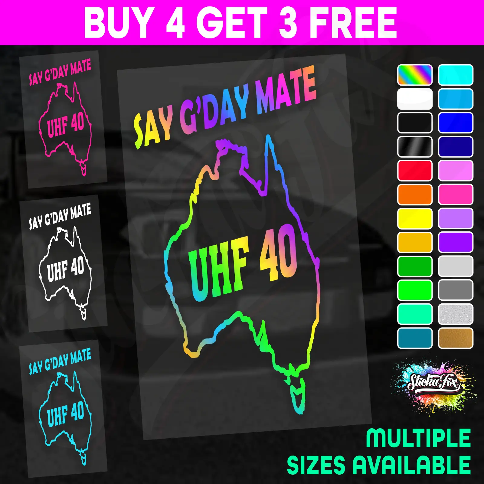 UHF 40 Sticker Your Channel Number Radio Decal Caravan 4x4 4wd motorhome