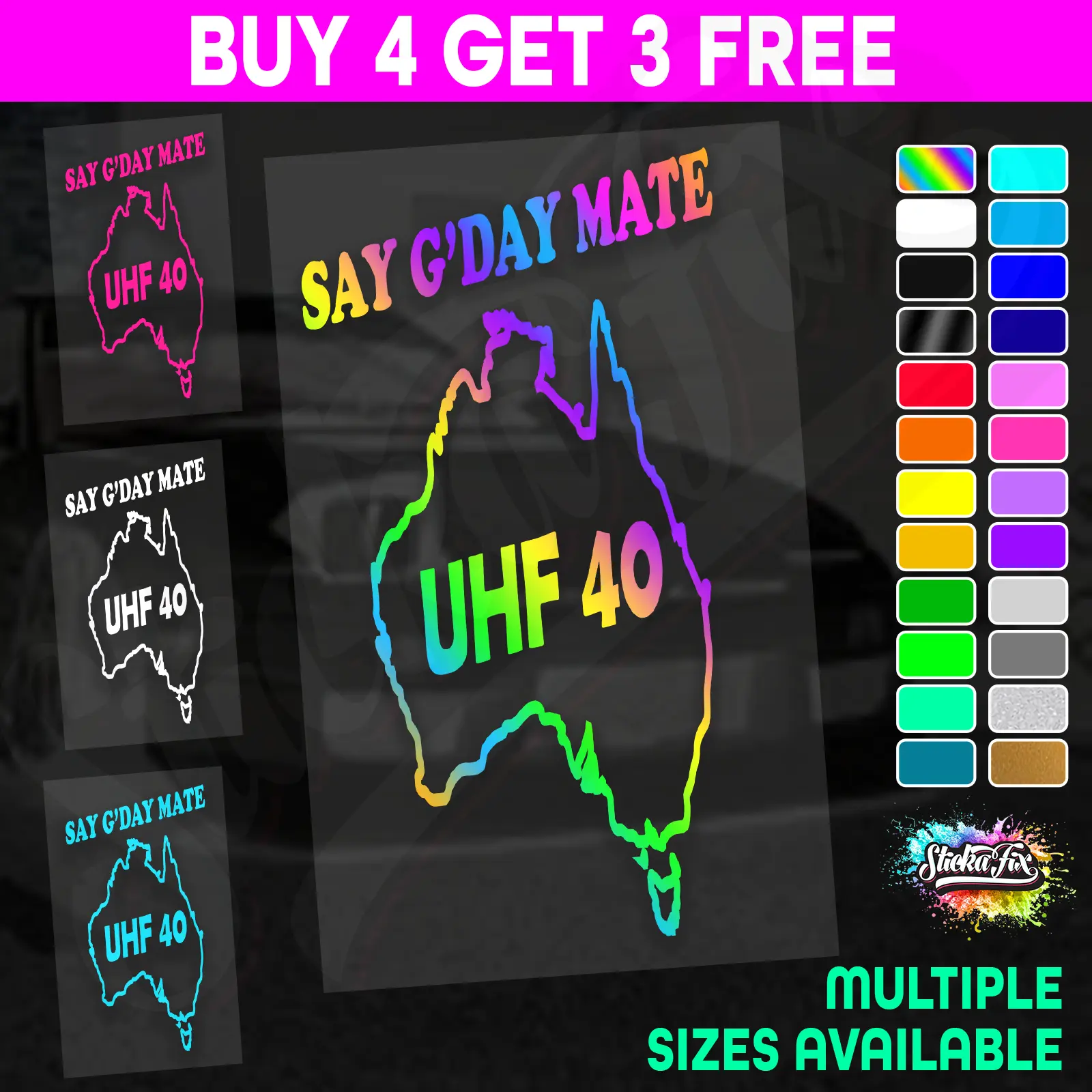 UHF 40 Sticker Your Channel Number Radio Decal Caravan 4x4 4wd motorhome